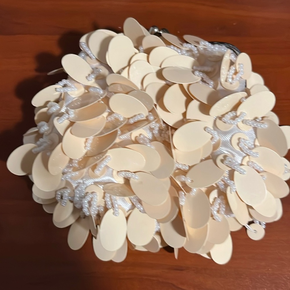 Beaded Wallet / Small Cream Clutch